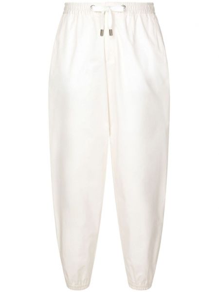 Bavlnené teplákové nohavice Dolce & Gabbana biela