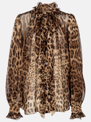 Шовкова блузка з принтом Dolce & Gabbana, коричнева