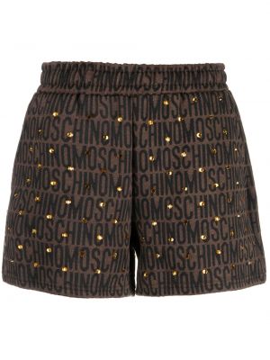 Kratke hlače s potiskom z žeblji Moschino rjava