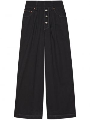 Voľné oversized bavlnené džínsy Gucci čierna