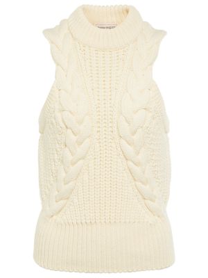 Chaleco de lana de punto con trenzado Alexander Mcqueen blanco