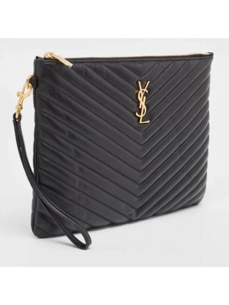 Retro bolso clutch de cuero Yves Saint Laurent Vintage negro