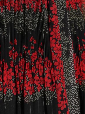 Vestido midi de flores plisado Redvalentino negro