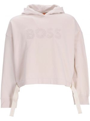 Raštuotas džemperis su gobtuvu Boss rožinė