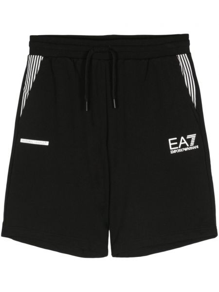Pantaloni scurți cu imagine Ea7 Emporio Armani negru