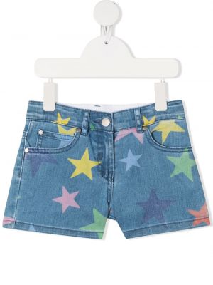 Stjernemønster trykt jeans-shorts for jenter Stella Mccartney Kids blå