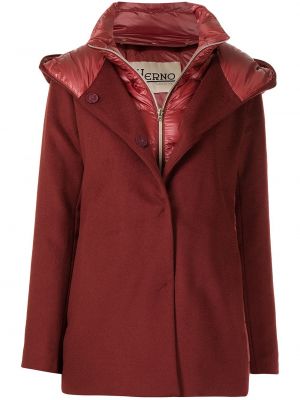 Cappotto di lana con cappuccio Herno rosso