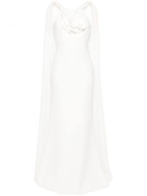 Svilena haljina s cvjetnim printom Roland Mouret bijela
