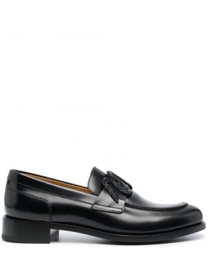 Pantofi loafer din piele de cristal Rene Caovilla negru