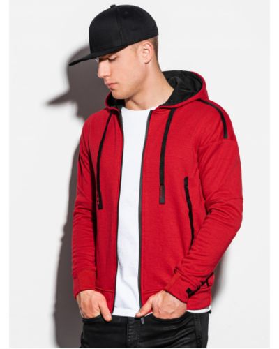 Mikina s kapucí na zip Ombre Clothing červená