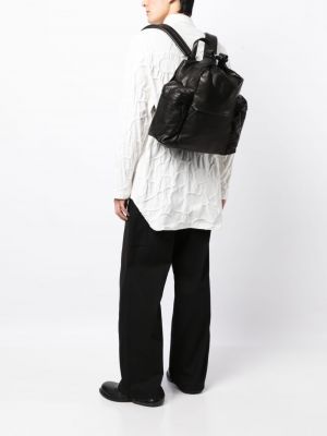Sac à dos en cuir avec poches Yohji Yamamoto noir