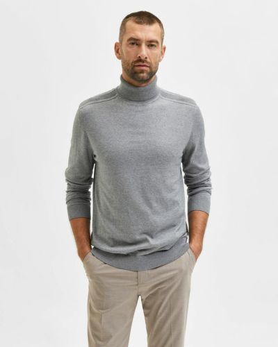 Pull col roulé Selected Homme gris