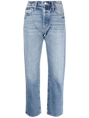 Укороченные прямые джинсы со средней посадкой Mother, синие