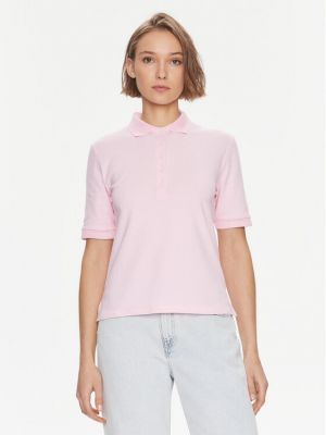 Ažūrinis polo marškinėliai Tommy Hilfiger rožinė
