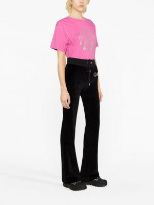 Koszulka z ćwiekami Moschino Jeans różowa