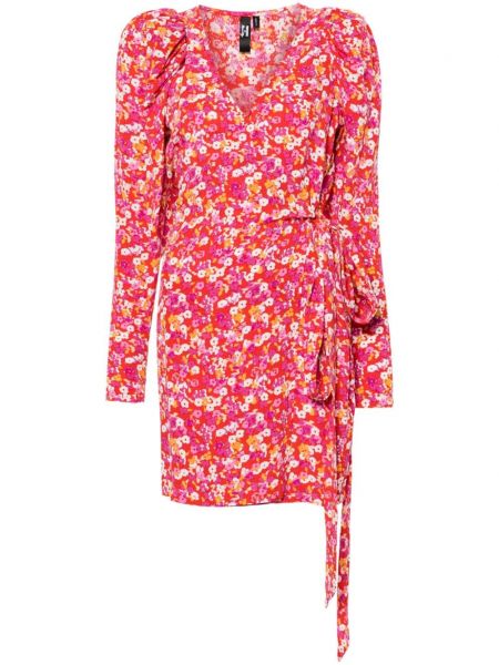 Robe portefeuille à fleurs en jacquard Rotate Birger Christensen rouge