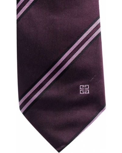Corbata con bordado de seda a rayas Givenchy violeta
