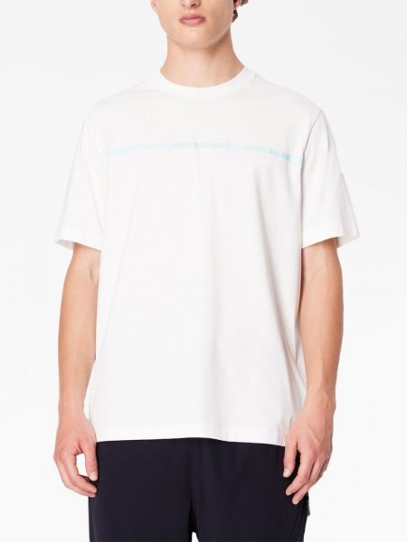 Medvilninis siuvinėtas marškinėliai Armani Exchange balta
