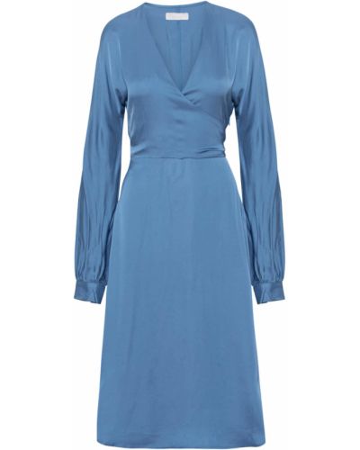 Viskózové saténové priliehavé košeľové šaty 2ndday - modrá