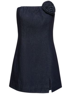 Памучна мини рокля The Garment синьо
