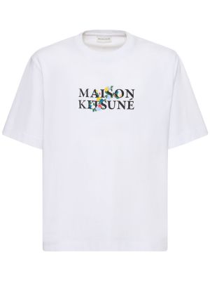 Büyük boy çiçek tişört Maison Kitsuné beyaz