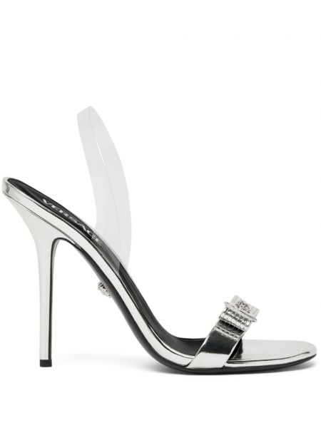 Sandály s mašlí Versace stříbrné