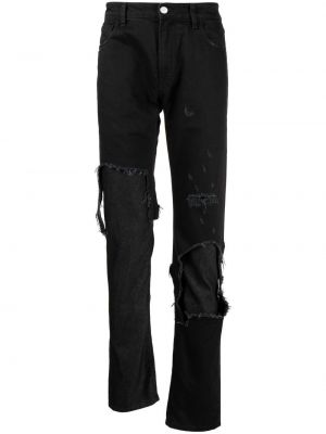Slim fit skinny džíny s oděrkami Raf Simons černé