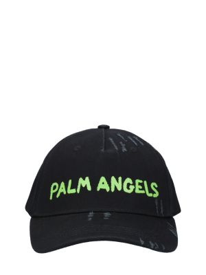 Βαμβακερό κασκέτο με σχέδιο Palm Angels μαύρο