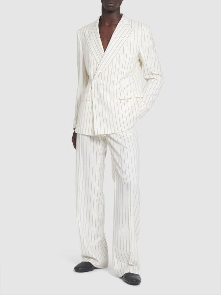 Pantaloni di lana a righe Dolce & Gabbana bianco
