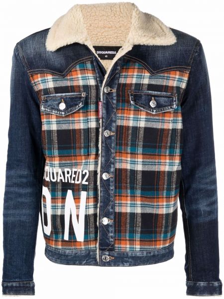 Sjekket jeansjakke Dsquared2 blå