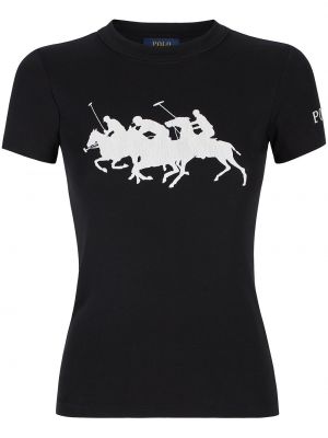 Camiseta con cuentas con estampado Polo Ralph Lauren negro