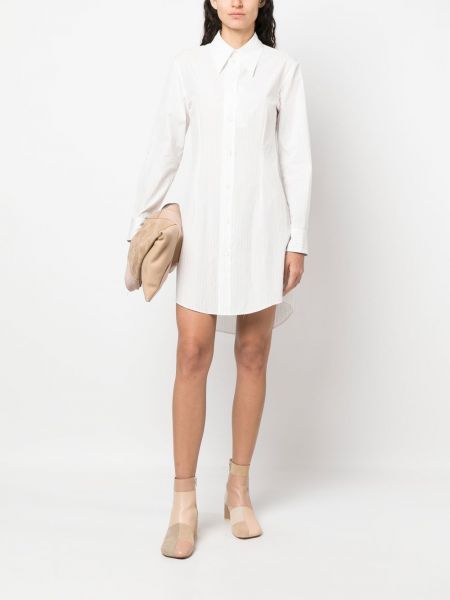 Sukienka koszulowa bawełniana w paski Mm6 Maison Margiela biała