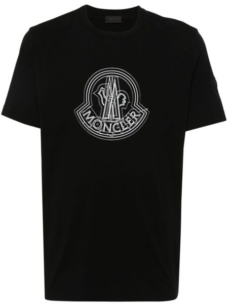 Bavlnené tričko s potlačou Moncler čierna