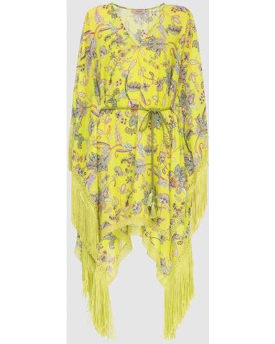 Сукня з бахромою у квітковий принт -туніка Twin-set, жовте