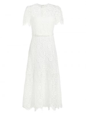 Кружевное платье миди с коротким рукавом Self-portrait белое