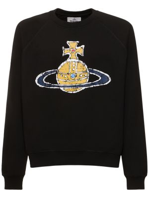 Raštuotas medvilninis džemperis Vivienne Westwood juoda