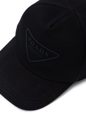 Haftowana czapka z daszkiem Prada czarna