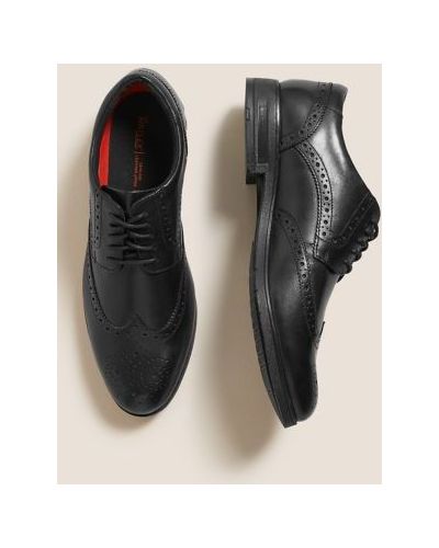 Mens M&S Collection Airflex™ Leather Brogues - Black, Black M&s Collection
