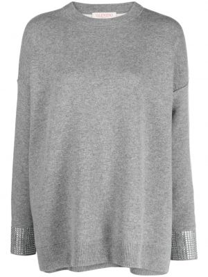 Vlněný svetr Valentino Garavani šedý