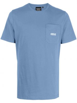 Bavlnené tričko s potlačou Barbour modrá
