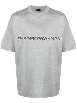 Majica s potiskom z okroglim izrezom Emporio Armani siva