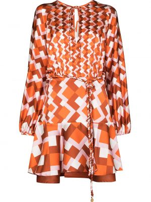 Oranžové šaty s potiskem z hedvábí Silvia Tcherassi