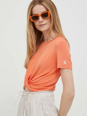 Тениска Calvin Klein Jeans оранжево