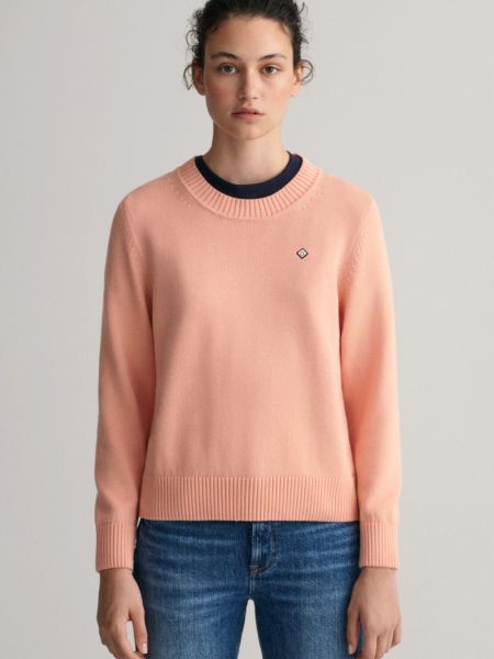 Pamut pulóver Gant narancsszínű