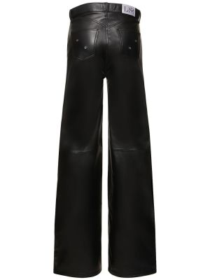 Voľné kožené šnurovacie nohavice Ludovic De Saint Sernin čierna