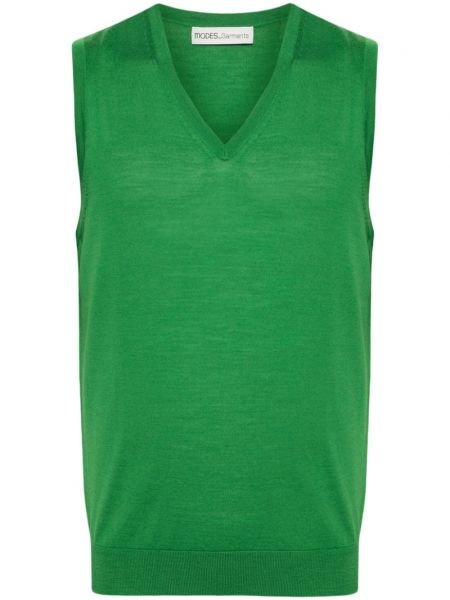 Плетен елек без ръкави от мерино вълна Modes Garments зелено