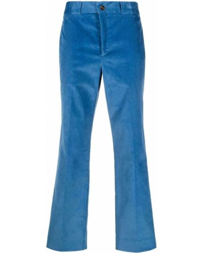 Žametne hlače iz rebrastega žameta Erdem modra
