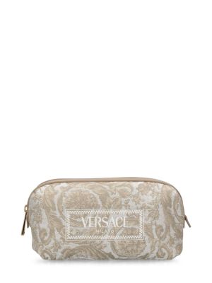 Kozmetična torbica iz žakarda Versace bež