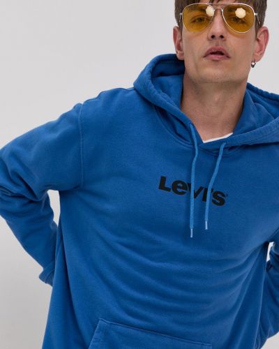 Pamučna hoodie s kapuljačom Levi's® plava