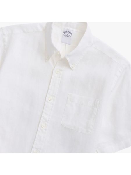 Leinen t-shirt mit geknöpfter mit button-down-kagen Brooks Brothers weiß